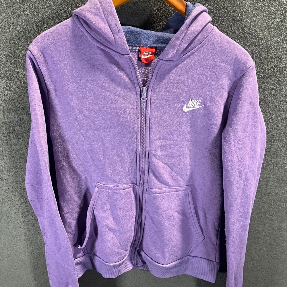 Nike Womens Full Zip Fleece Hoodie Purple Embroidered Swoosh Small